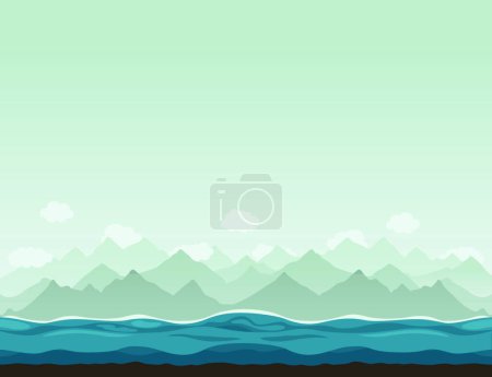 Illustration for "Mountains ashore flat icon, vector illustration - Royalty Free Image