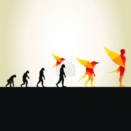 Ilustración de "Evolución en un icono plano de pájaro, ilustración vectorial - Imagen libre de derechos