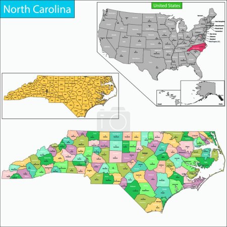 Illustration for "North Carolina map" flat icon, vector illustration - Royalty Free Image