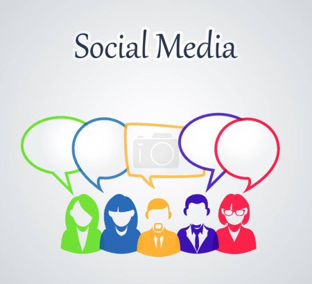 Ilustración de "Grupo de personas de redes sociales "icono plano, ilustración vectorial - Imagen libre de derechos