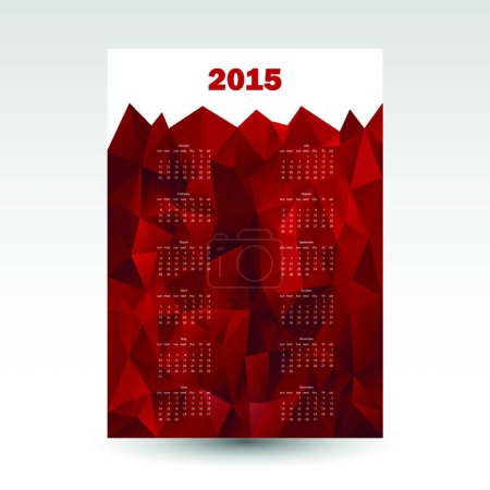 Téléchargez les illustrations : "mur calendrier rouge 2015 "icône plate, illustration vectorielle - en licence libre de droit