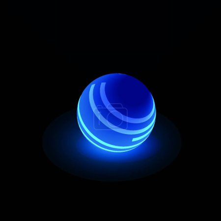 Téléchargez les illustrations : "Ballon lumineux bleu "icône plate, illustration vectorielle - en licence libre de droit