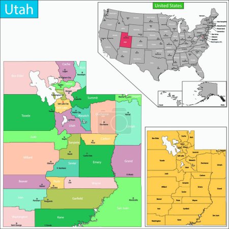 Ilustración de "Utah mapa "icono plano, vector de ilustración - Imagen libre de derechos