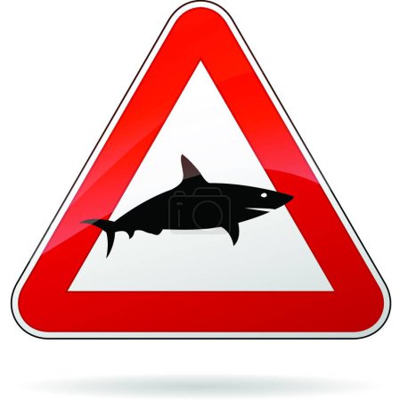Téléchargez les illustrations : "signe requin "icône plate, illustration vectorielle - en licence libre de droit