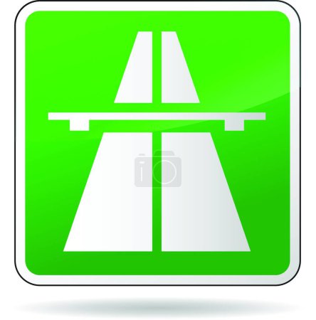 Téléchargez les illustrations : "panneau d'autoroute vert "icône plate, illustration vectorielle - en licence libre de droit