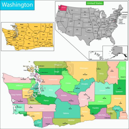 Illustration for "Washington map" flat icon, vector illustration - Royalty Free Image