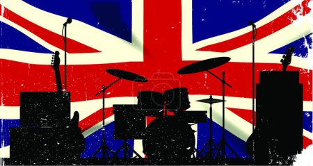 Téléchargez les illustrations : "UK Rock Band "icône plate, illustration vectorielle - en licence libre de droit
