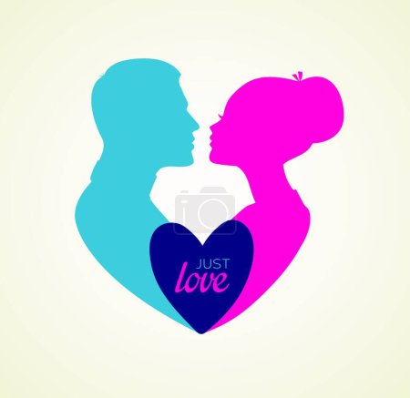 Illustration for "Couple's silhouette kissing image" - Royalty Free Image