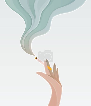 Téléchargez les photos : "Silhouette de la main tenant une cigarette "icône plate, illustration vectorielle - en image libre de droit