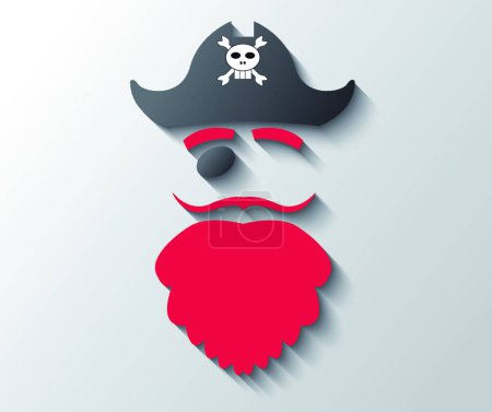 Téléchargez les illustrations : "Illustration de pirate à barbe rouge et chapeau noir
" - en licence libre de droit