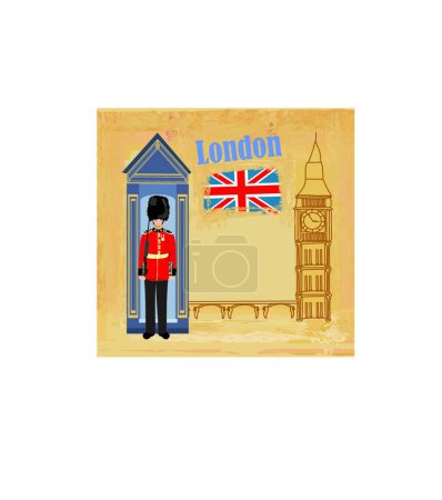 Ilustración de "Banner grunge con icono plano de Londres, ilustración vectorial - Imagen libre de derechos