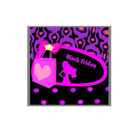 Téléchargez les illustrations : "Black Friday carte de vente "icône plate, illustration vectorielle - en licence libre de droit