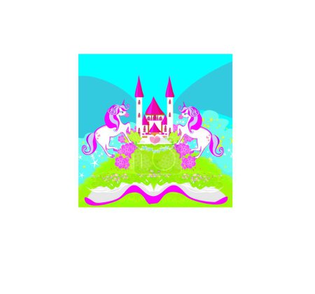 Téléchargez les illustrations : "château de fées apparaissant dans le livre "icône plate, illustration vectorielle - en licence libre de droit