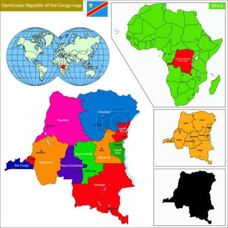 Téléchargez les illustrations : République démocratique du Congo, illustration vectorielle graphique - en licence libre de droit