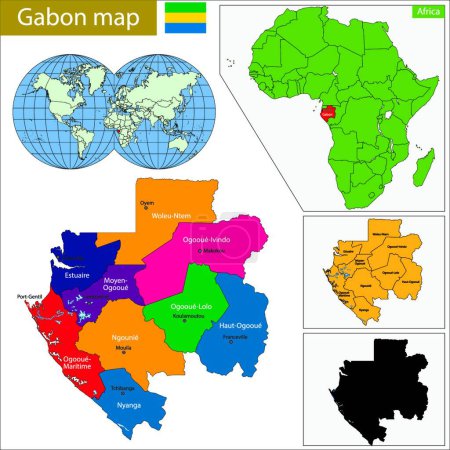 Illustration for Gabon map, web simple illustration - Royalty Free Image