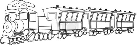 Téléchargez les illustrations : Locomotive. Style vintage, illustration vectorielle graphique - en licence libre de droit