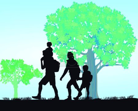 Illustration for Family excursion, graphic vector illustration - Royalty Free Image