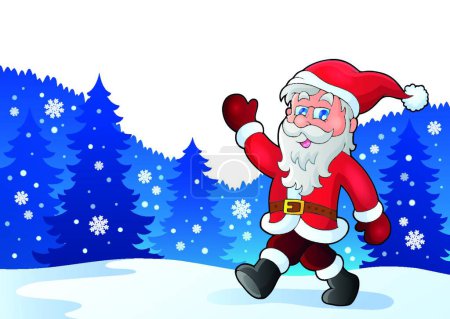Ilustración de Santa Claus caminar tema, ilustración de vectores gráficos - Imagen libre de derechos
