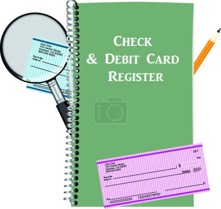 Ilustración de Registro de tarjeta de cheque y débito - Imagen libre de derechos