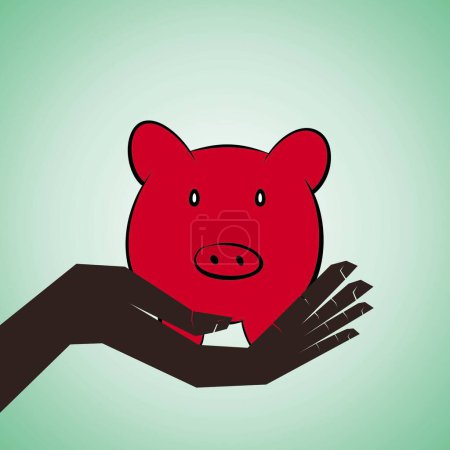 Illustration for "piggy bank in hand icon vector illustration - Royalty Free Image