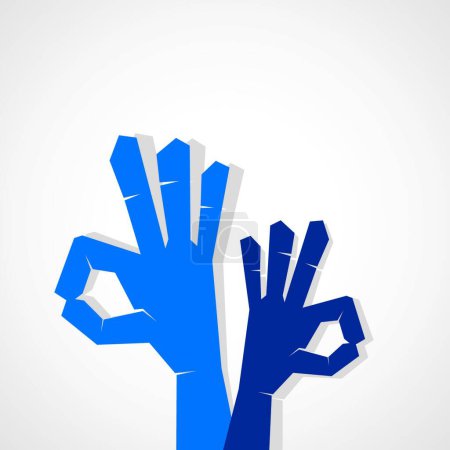 Illustration for Wow or hand show OK sign vector illustration - Royalty Free Image