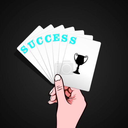 Ilustración de Éxito jugando a la carta en mano - Imagen libre de derechos