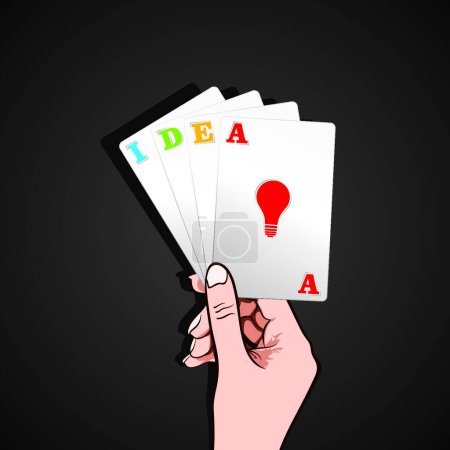 Ilustración de Juego de cartas en la mano con el concepto de idea - Imagen libre de derechos