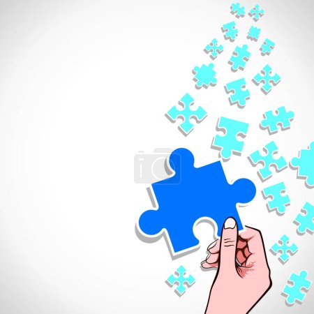 Illustration for Puzzle piece in hand vector illustration - Royalty Free Image