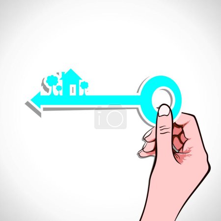 Illustration for Home key in hand vector illustration - Royalty Free Image