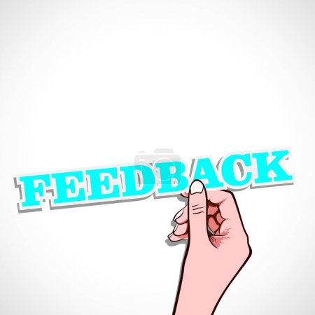 Illustration for Feedback word in hand vector illustration - Royalty Free Image