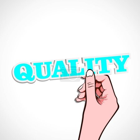 Illustration for Quality word in hand vector illustration - Royalty Free Image