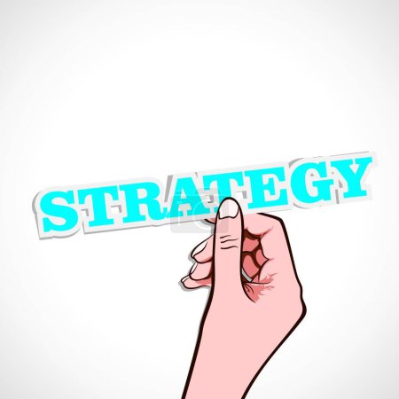 Illustration for Strategy word on hand vector illustration - Royalty Free Image