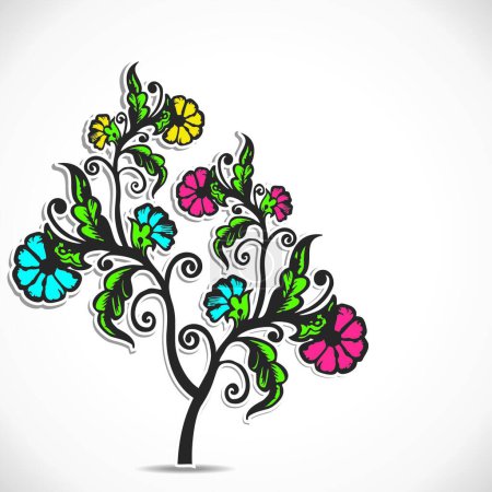 Téléchargez les illustrations : Illustration vectorielle de fleurs rétro créative - en licence libre de droit