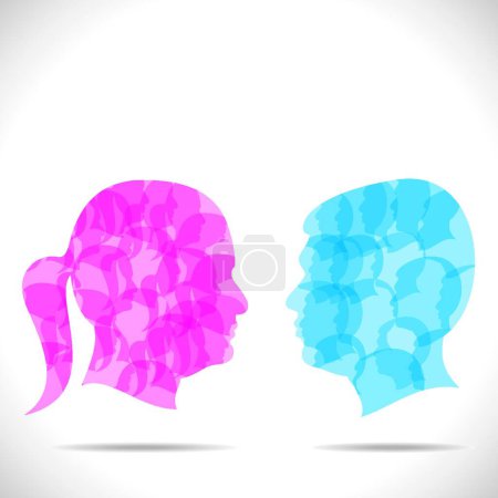 Illustration for Blue man and pink woman - Royalty Free Image
