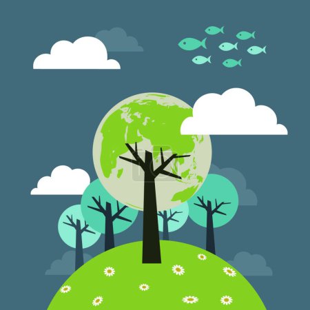 Ilustración de Naturaleza con árboles vector ilustración - Imagen libre de derechos