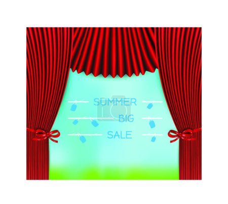 Illustration for Red curtains vector illustration - Royalty Free Image