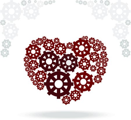 Illustration for Heart of gears, vector illustration simple design - Royalty Free Image