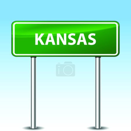 Ilustración de Kansas signo verde, vector ilustración diseño simple - Imagen libre de derechos