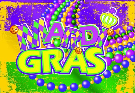 Illustration for Mardi Gras flag, vector illustration simple design - Royalty Free Image