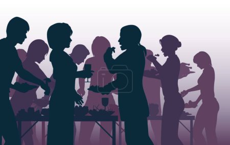 Illustration for Buffet party, vector illustration simple design - Royalty Free Image