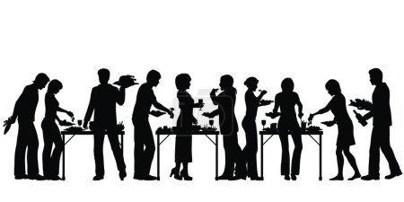 Illustration for Buffet with people, vector illustration simple design - Royalty Free Image