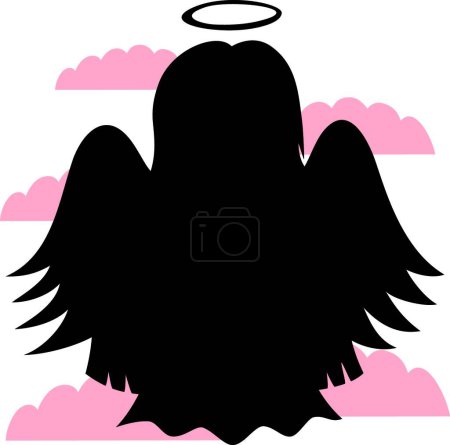 Téléchargez les illustrations : Petite silhouette d'ange mignon, illustration vectorielle design simple - en licence libre de droit