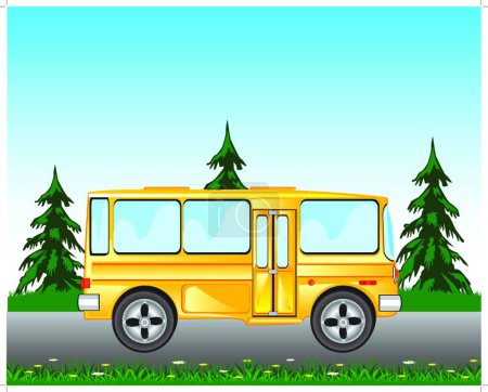 Illustration for Bus on road, vector illustration simple design - Royalty Free Image