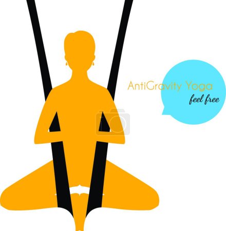 Illustration for Anti-gravity yoga poses woman silhouette, vector illustration simple design - Royalty Free Image