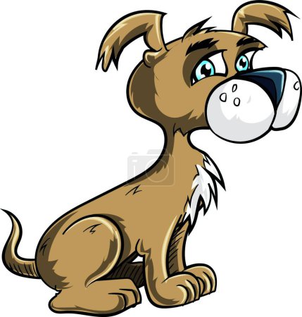 Illustration for Cartoon cute puppy looking happy, vector illustration simple design - Royalty Free Image