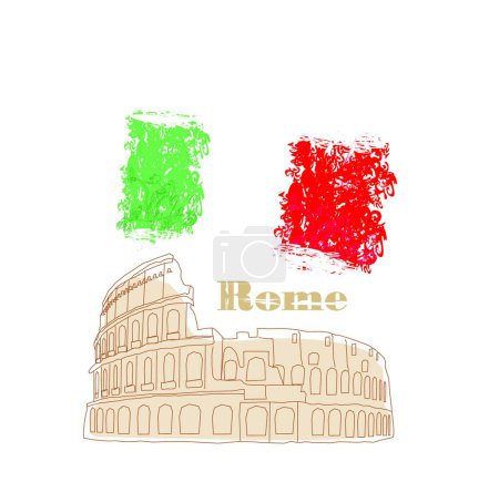Téléchargez les illustrations : Colisée à Rome, illustration vectorielle design simple - en licence libre de droit