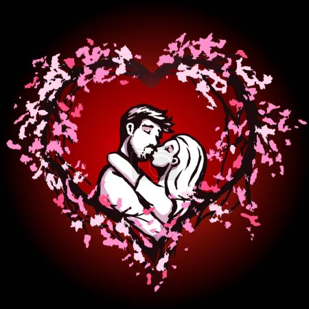 Illustration for Blossom heart kiss, vector illustration simple design - Royalty Free Image
