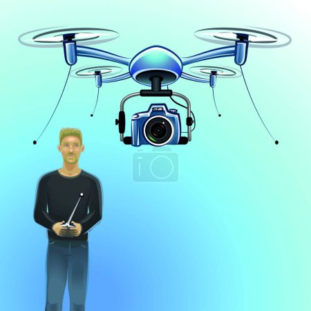 Téléchargez les illustrations : Contrôleur de drone, illustration vectorielle design simple - en licence libre de droit