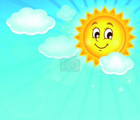 Téléchargez les illustrations : "Image avec le thème du soleil heureux  " - en licence libre de droit