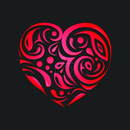 Illustration for Carved heart, vector illustration simple design - Royalty Free Image